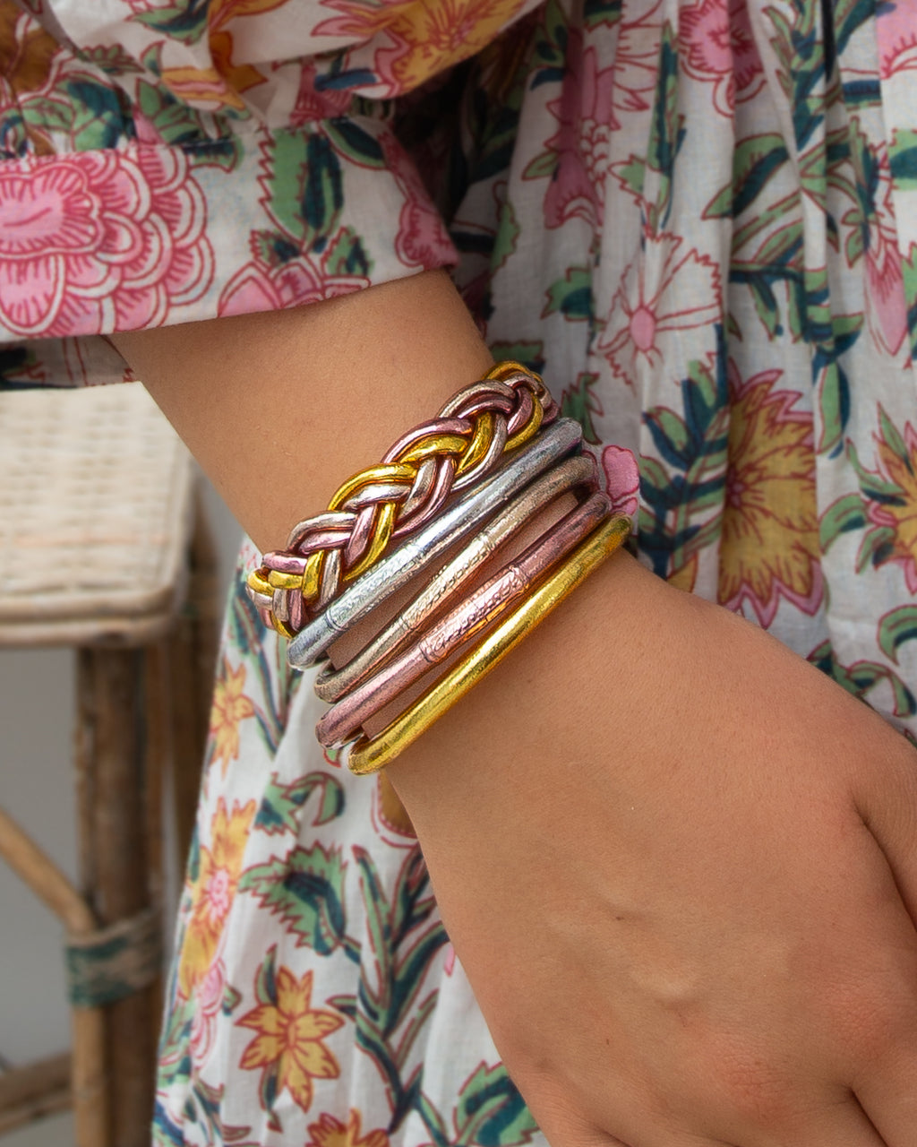 Pulsera Budista Doble Trenzada (Gold, Champagne, Pink Gold)