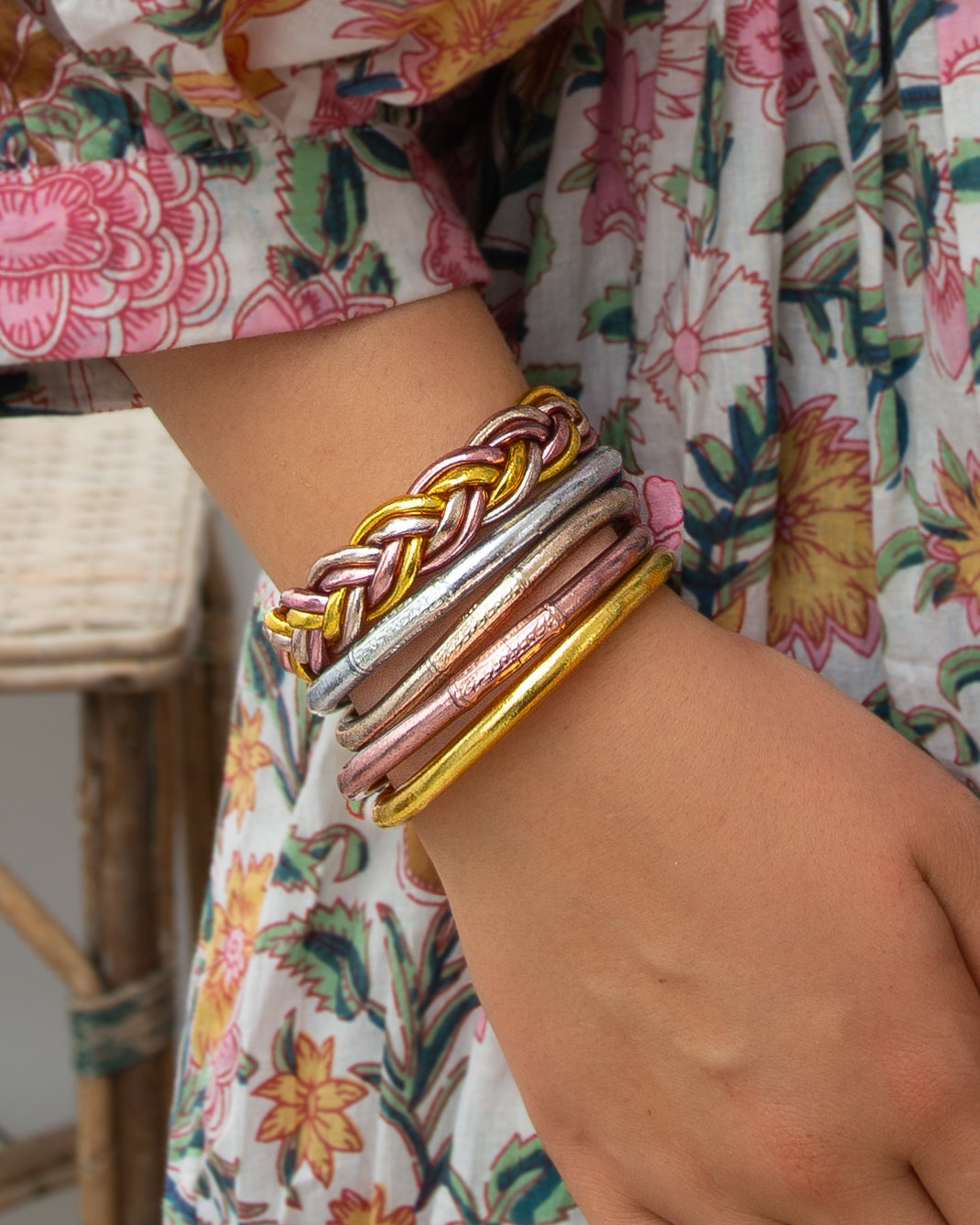 Pulsera Budista Doble Trenzada (Gold, Champagne, Pink Gold)
