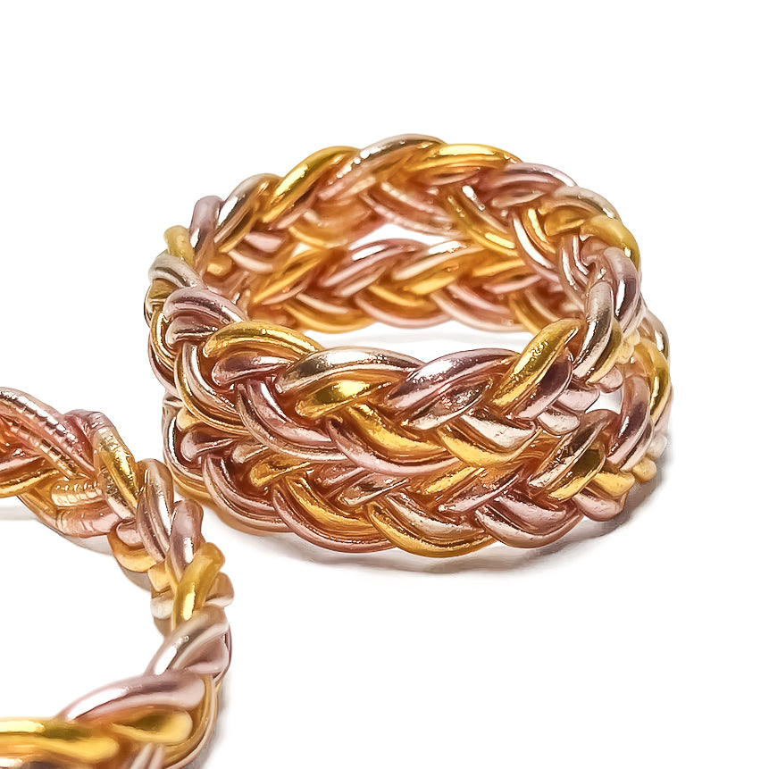 Pulsera Budista Doble Trenzada (Gold, Champagne, Pink Gold)
