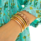 Pulsera Budista Doble-Trenzada Ocre gold