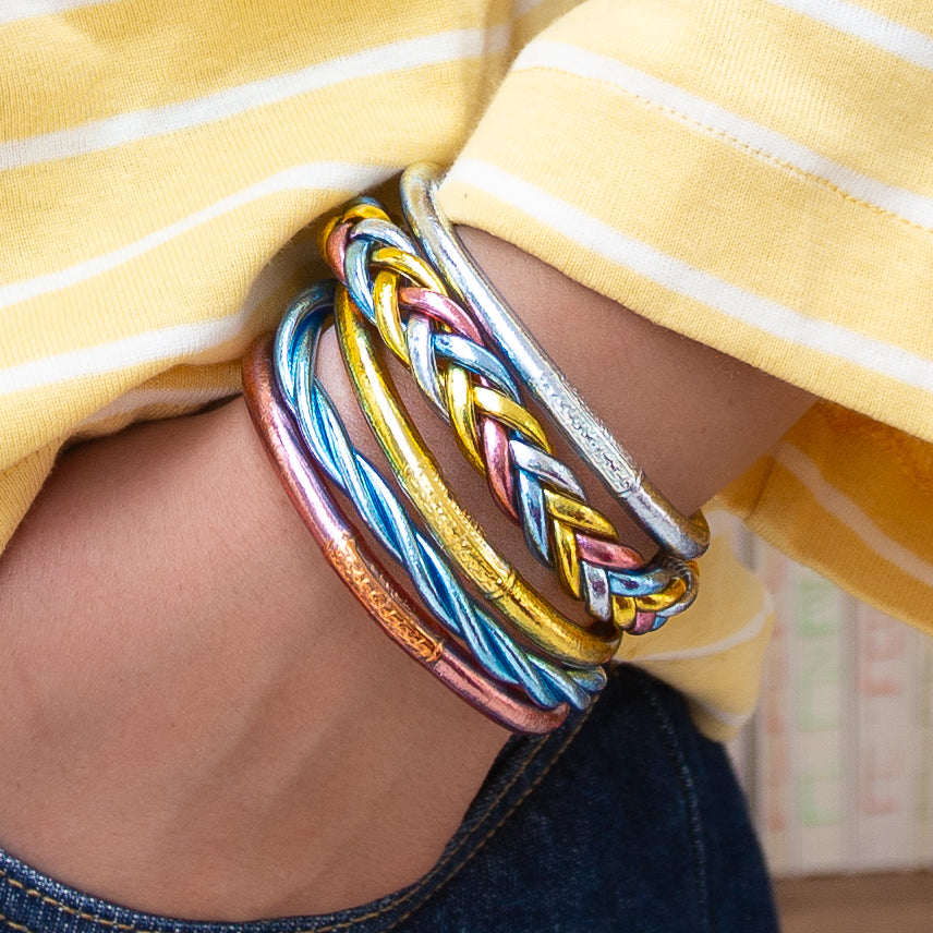 Pulsera Budista Trenzada Azul Glaciar