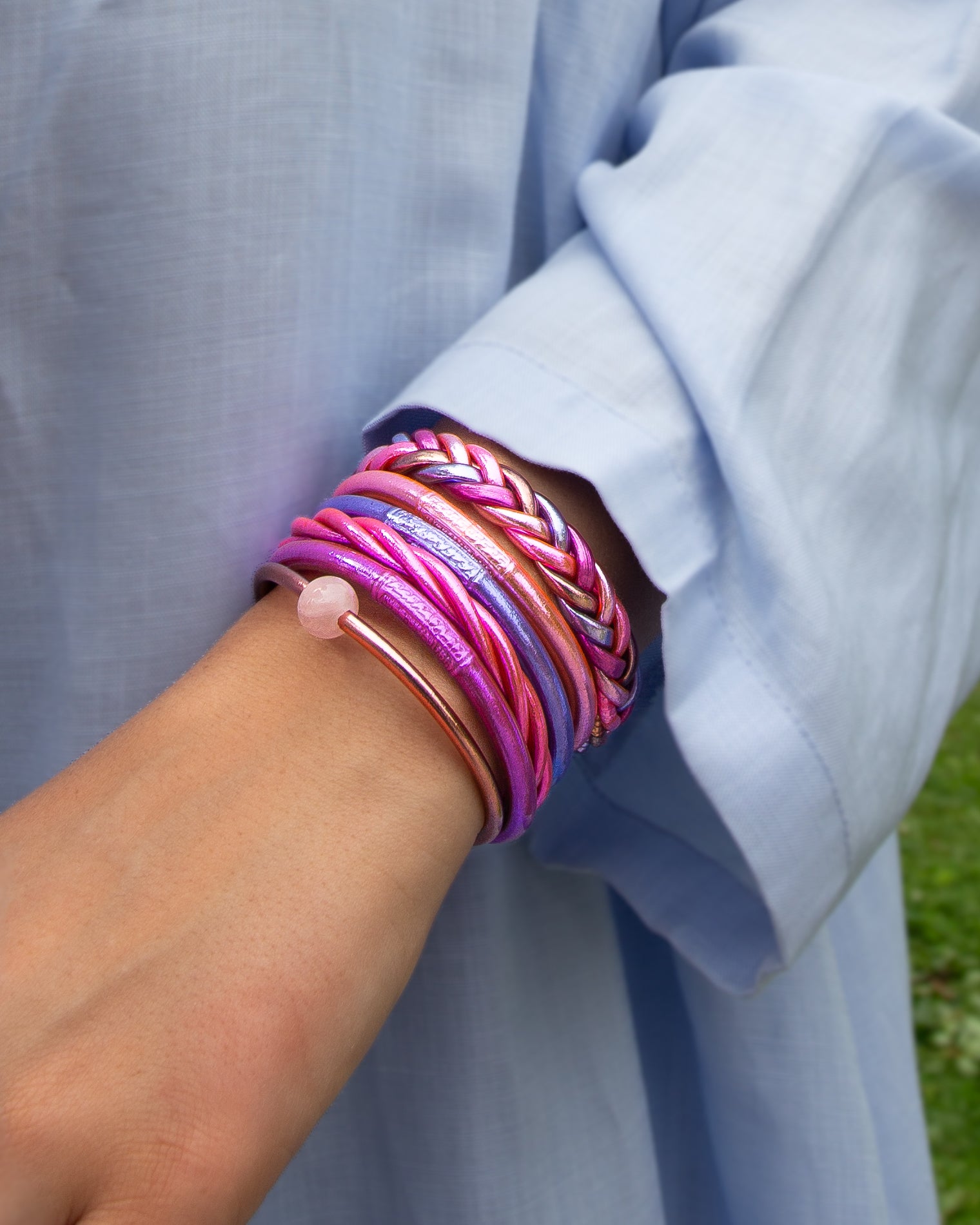 Pulsera Budista Trenzada Fuchsia
