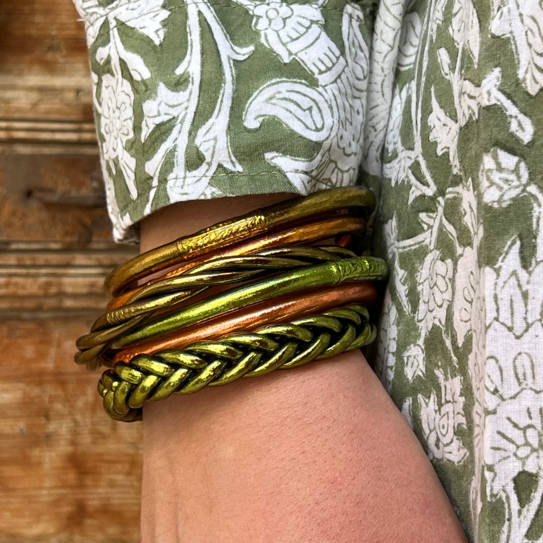 Pulsera Budista Trenzada Caqui