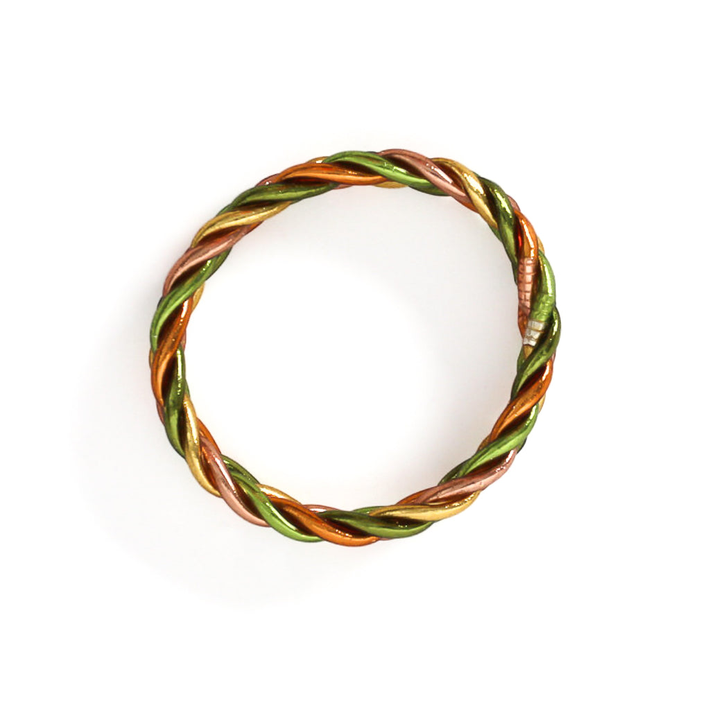 Bracelet Bouddhiste Tressé Lemon Green, Abricot, Ocre, Kaki, Light Gold