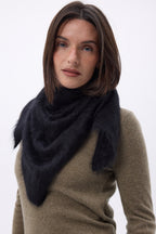 Bandana Triangle Oversize – Cachemire Brossé Brea - Noir - Femme
