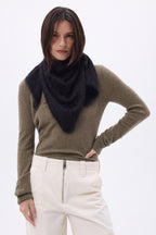Bandana Triangle Oversize – Cachemire Brossé Brea - Noir - Femme