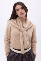 Bandana triangular oversize – Cachemira cepillada Brea - Beige crema - Mujer