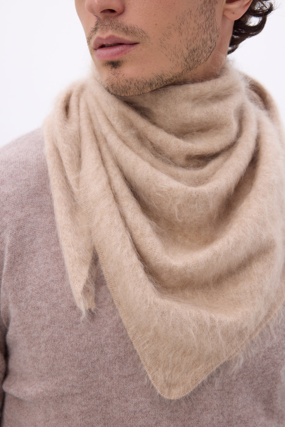 Bandana Triangle Oversize – Cachemire Brossé Brea - Beige Creme - Homme