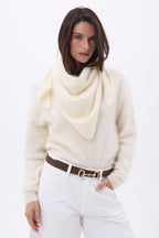 Bandana Triangle Oversize – Cachemire Brossé Brea - Blanc - Femme