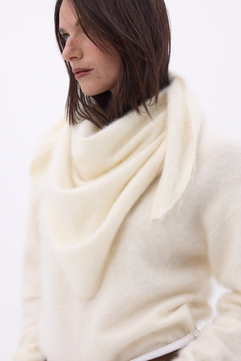 Bandana Triangle Oversize – Cachemire Brossé Brea - Blanc - Femme