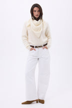 Bandana Triangle Oversize – Cachemire Brossé Brea - Blanc - Femme