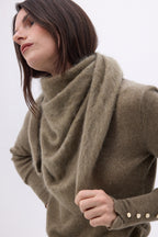 Bandana Triangle Oversize – Cachemire Brossé Brea - Khaki Chine - Femme