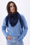 Bandana triangular oversize – cachemira cepillada Brea - azul marino - mujer
