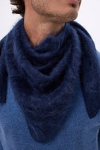 Bandana Triangle Oversize – Cachemire Brossé Brea - Bleu Marine - Homme