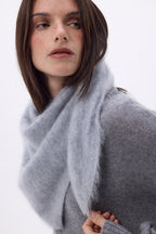 Bandana triangular oversize – cachemira cepillada Brea - gris claro - mujer