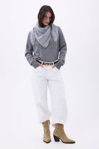 Bandana triangular oversize – cachemira cepillada Brea - gris claro - mujer