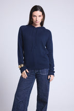 Brigitte Hooded Sweatshirt - Navy Blue - Women