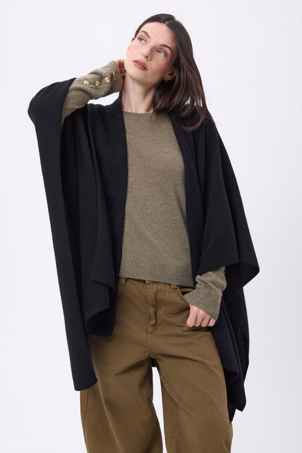 Poncho Brise - Noir - Femme - 100% Cachemire
