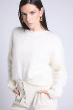 Jersey Oversize Cachemira Cepillada Brushy - Blanco - Mujer