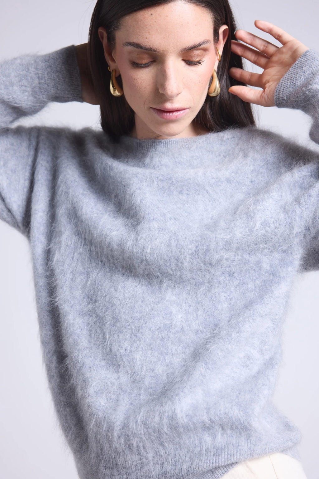 Jersey oversize de cachemira cepillada Brushy - Gris claro - Mujer