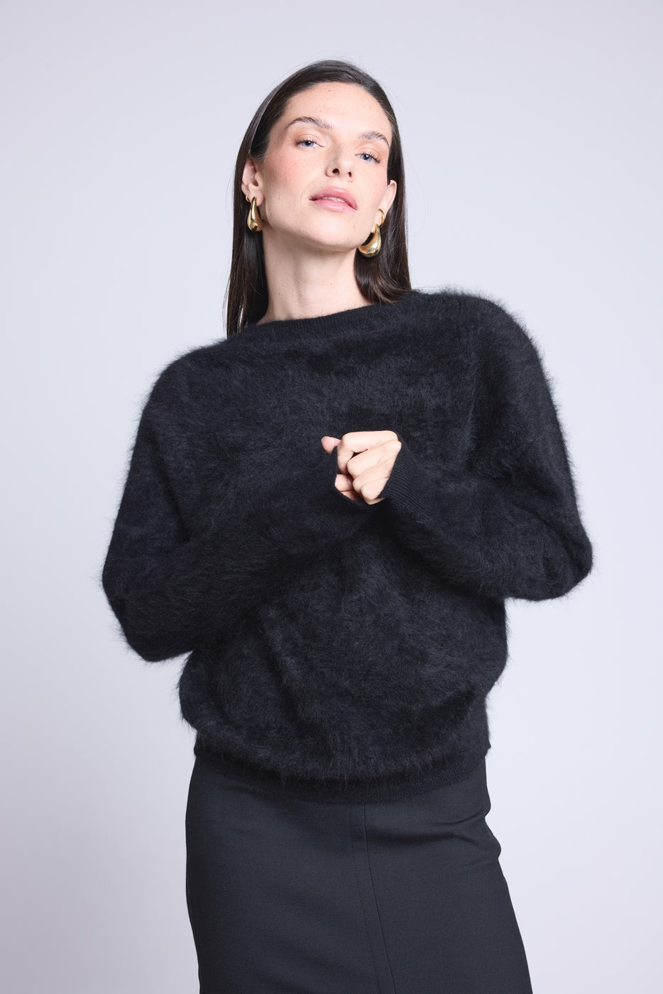 Jersey Oversize Cachemire Cepillado Brushy - Negro - Mujer