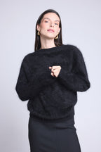 Pull Oversize Cachemire Brosse Brushy - Noir - Femme