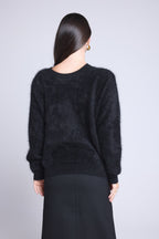 Pull Oversize Cachemire Brosse Brushy - Noir - Femme