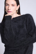 Pull Oversize Cachemire Brosse Brushy - Noir - Femme