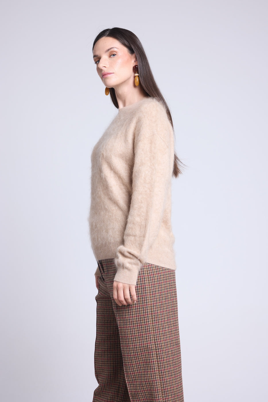 Pull Oversize Cachemire Brosse Brushy - Beige Creme - Femme