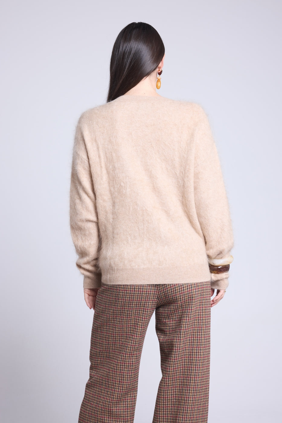 Pull Oversize Cachemire Brosse Brushy - Beige Creme - Femme