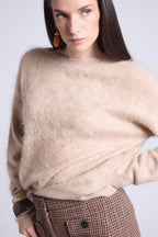 Pull Oversize Cachemire Brosse Brushy - Beige Creme - Femme
