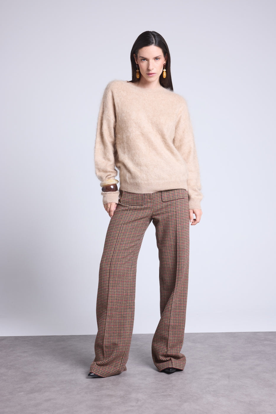 Pull Oversize Cachemire Brosse Brushy - Beige Creme - Femme