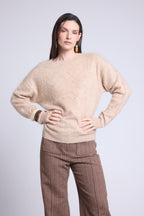 Pull Oversize Cachemire Brosse Brushy - Beige Creme - Femme