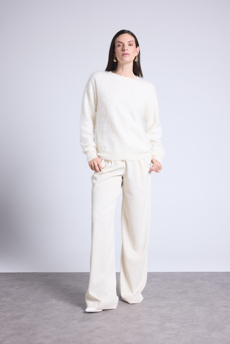 Jersey Oversize Cachemira Cepillada Brushy - Blanco - Mujer