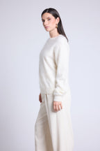 Pull Oversize Cachemire Brosse Brushy - Blanc - Femme