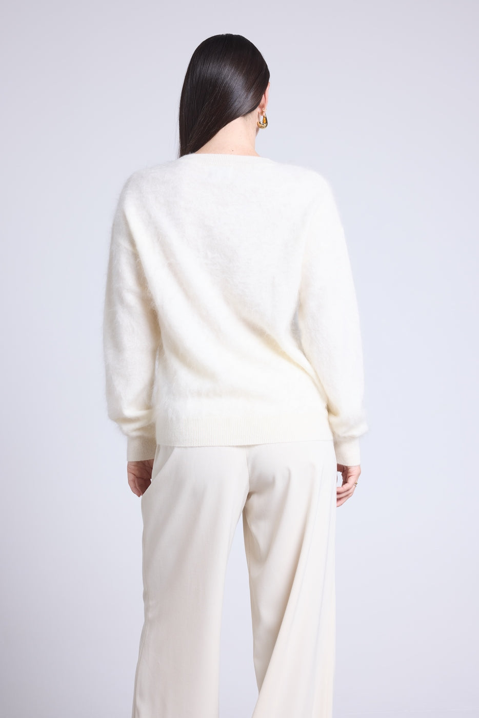 Pull Oversize Cachemire Brosse Brushy - Blanc - Femme