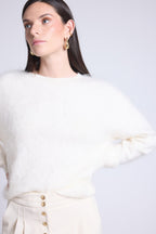 Jersey Oversize Cachemira Cepillada Brushy - Blanco - Mujer