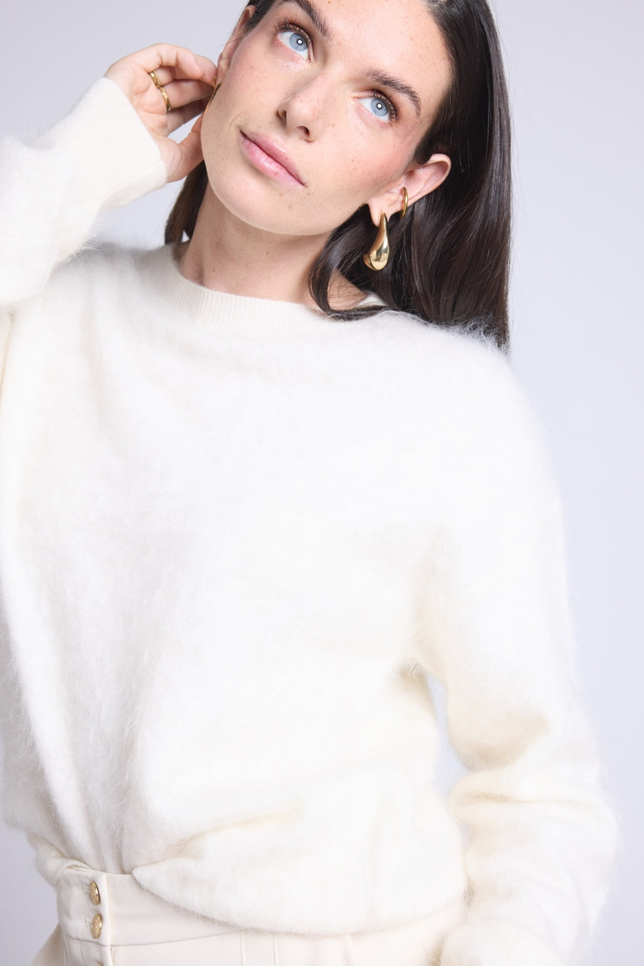 Jersey Oversize Cachemira Cepillada Brushy - Blanco - Mujer