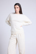 Jersey Oversize Cachemira Cepillada Brushy - Blanco - Mujer