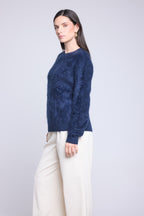 Pull Oversize Cachemire Brosse Brushy - Bleu Marine - Femme