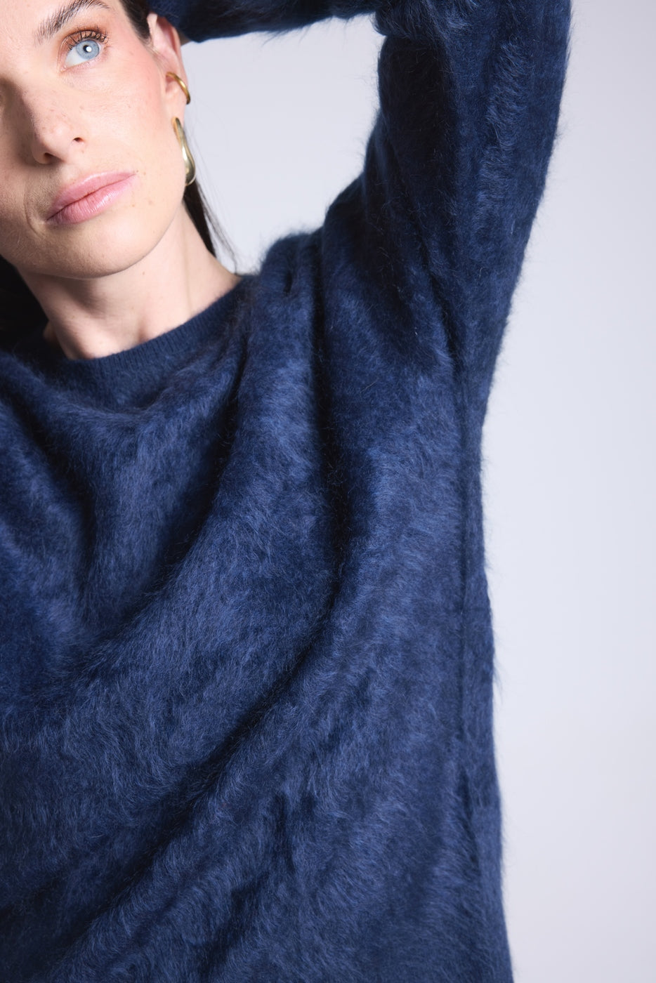 Pull Oversize Cachemire Brosse Brushy - Bleu Marine - Femme