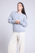 Jersey oversize de cachemira cepillada Brushy - Gris claro - Mujer