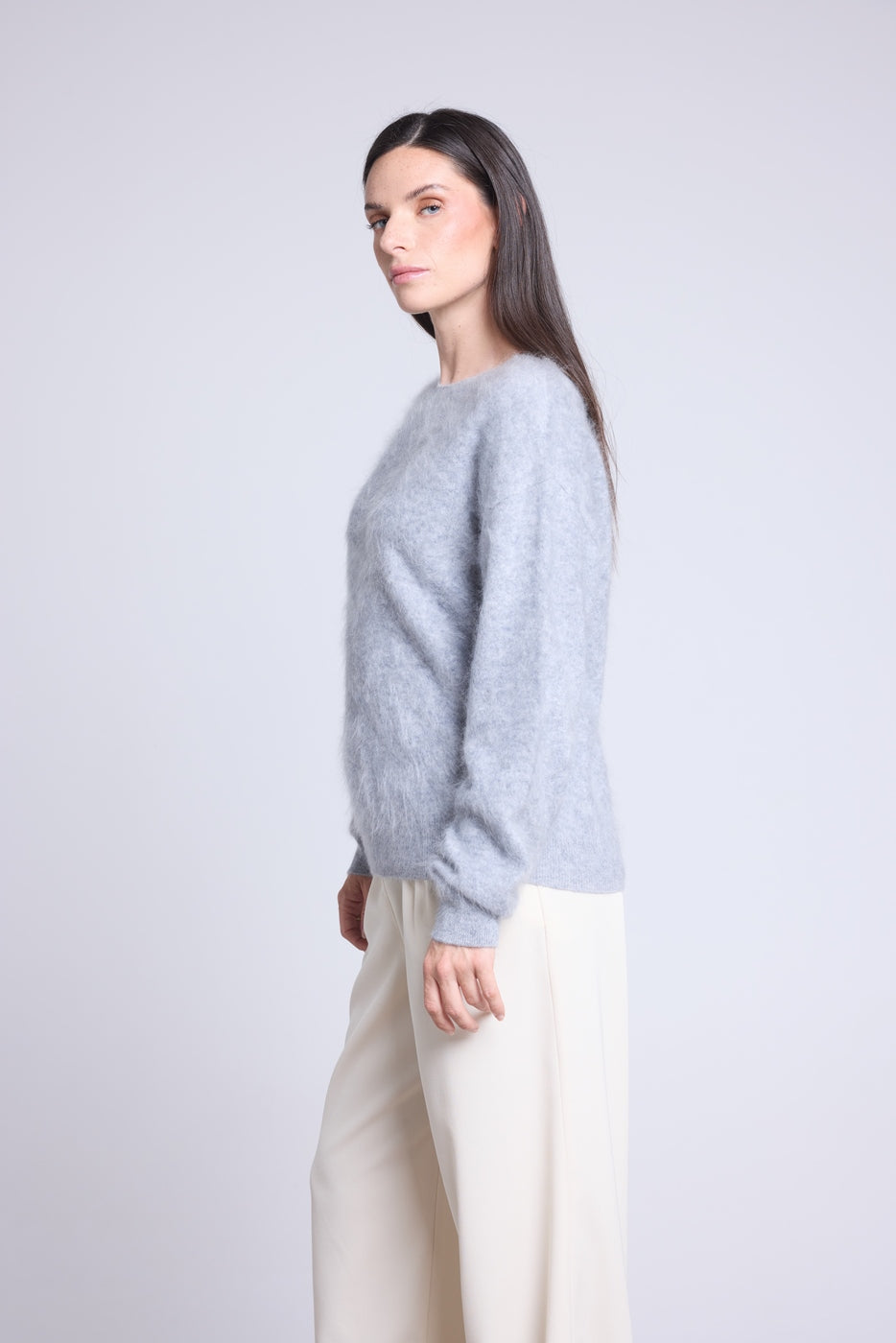 Jersey oversize de cachemira cepillada Brushy - Gris claro - Mujer