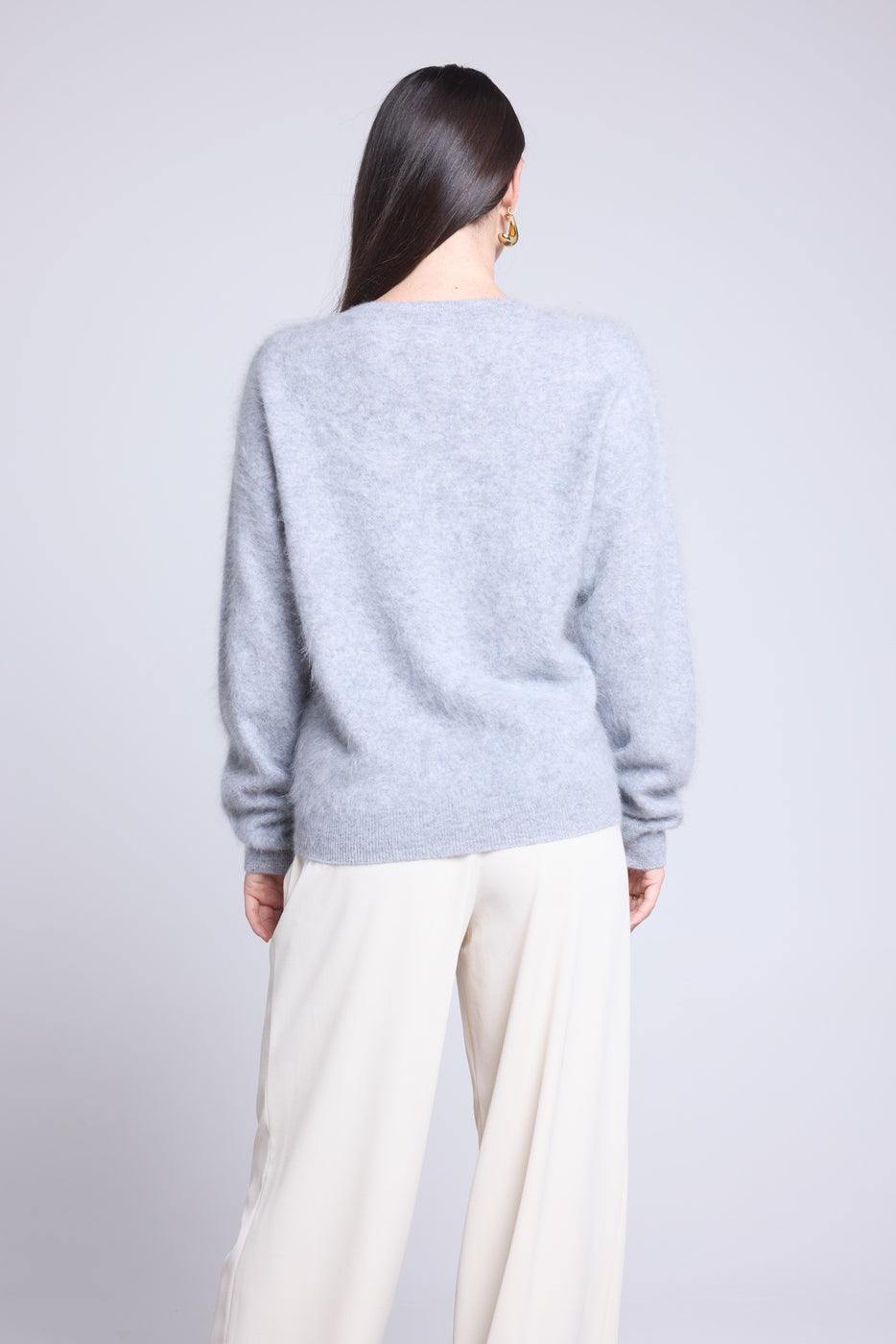 Jersey oversize de cachemira cepillada Brushy - Gris claro - Mujer