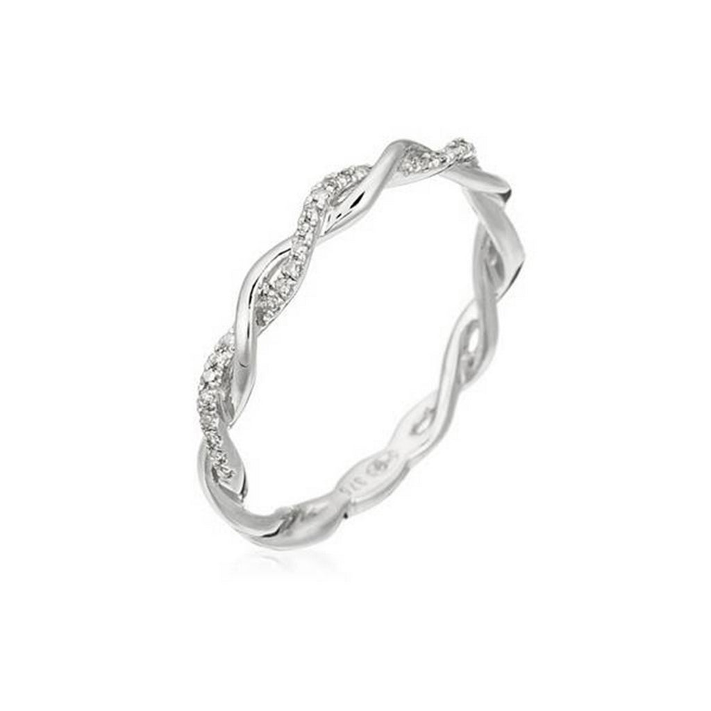 "Twisting" Ring, 0.06 carats/29 mm - 375/1000 White Gold