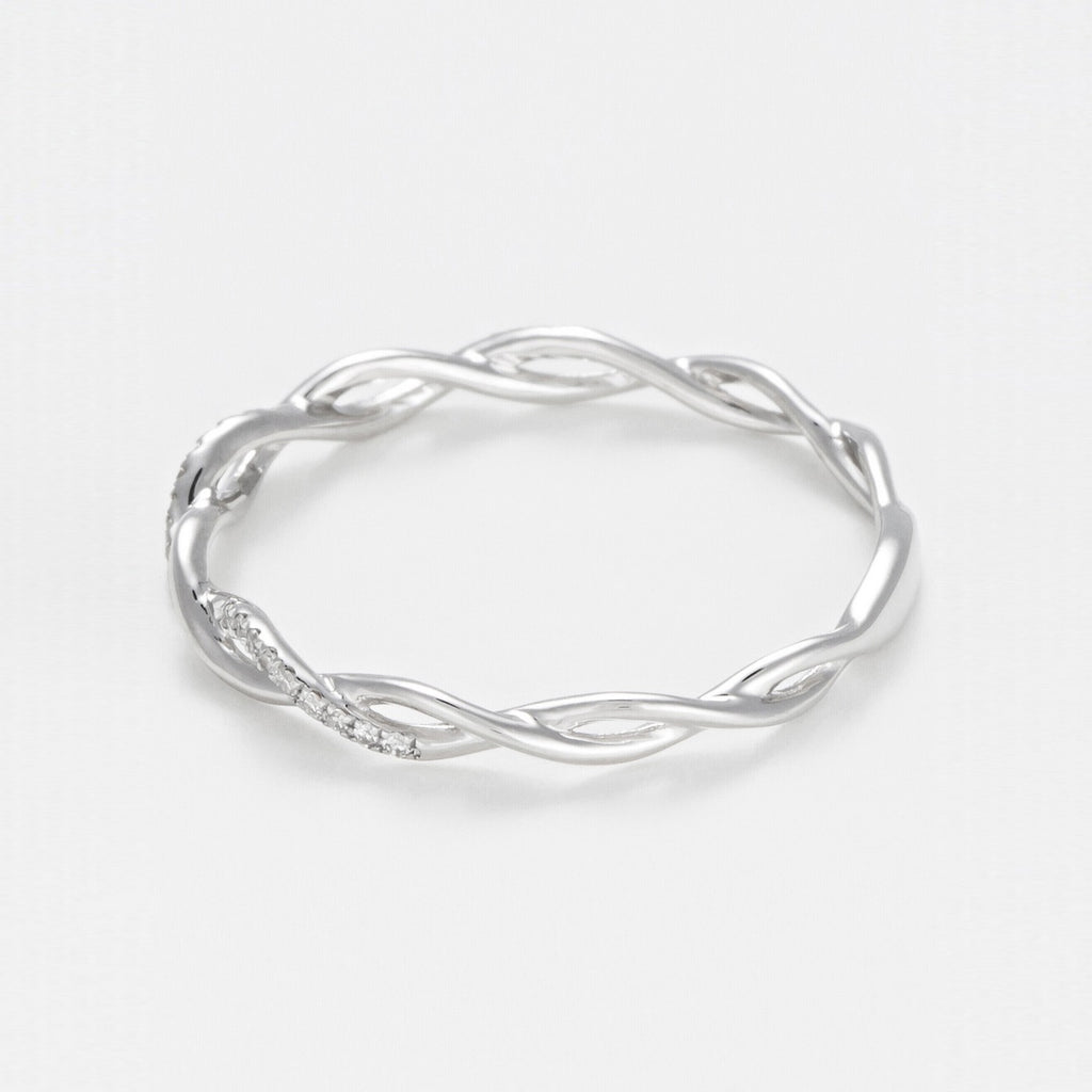 "Twisting" Ring, 0.06 carats/29 mm - 375/1000 White Gold