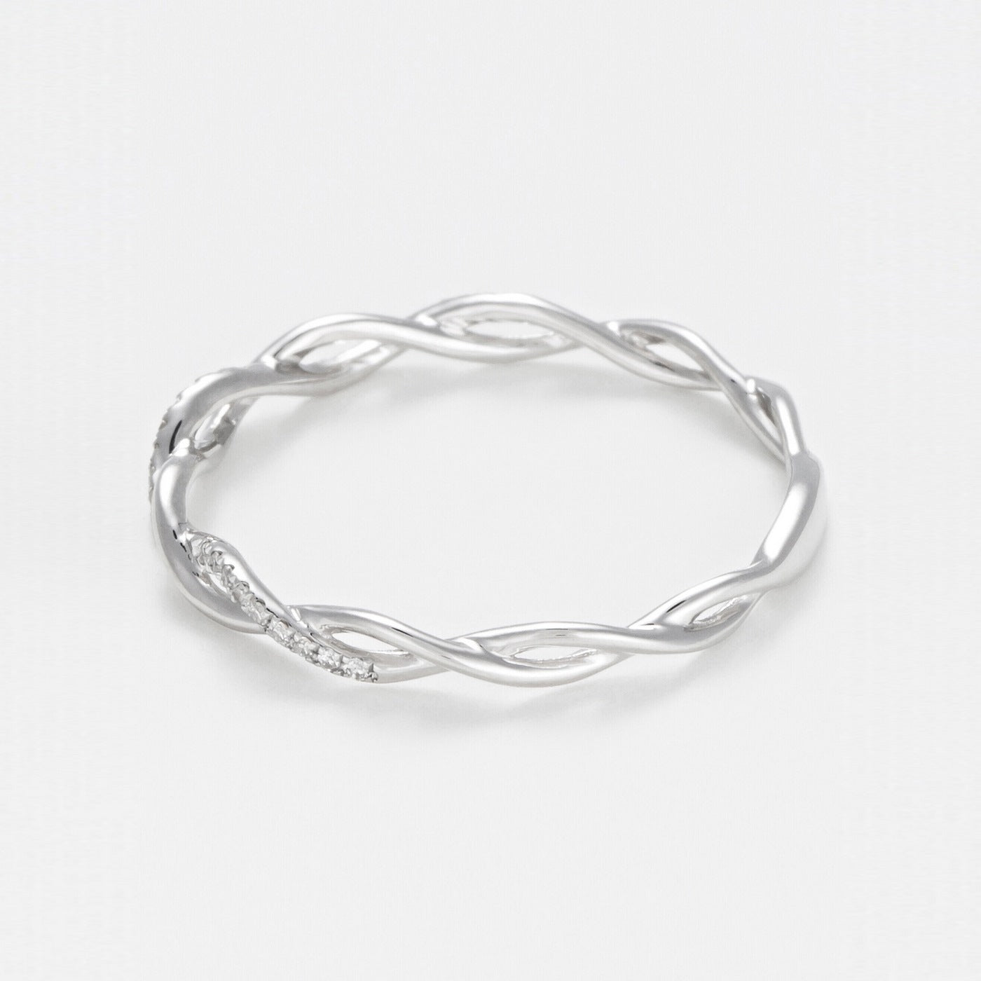 "Twisting" Ring, 0.06 carats/29 mm - 375/1000 White Gold