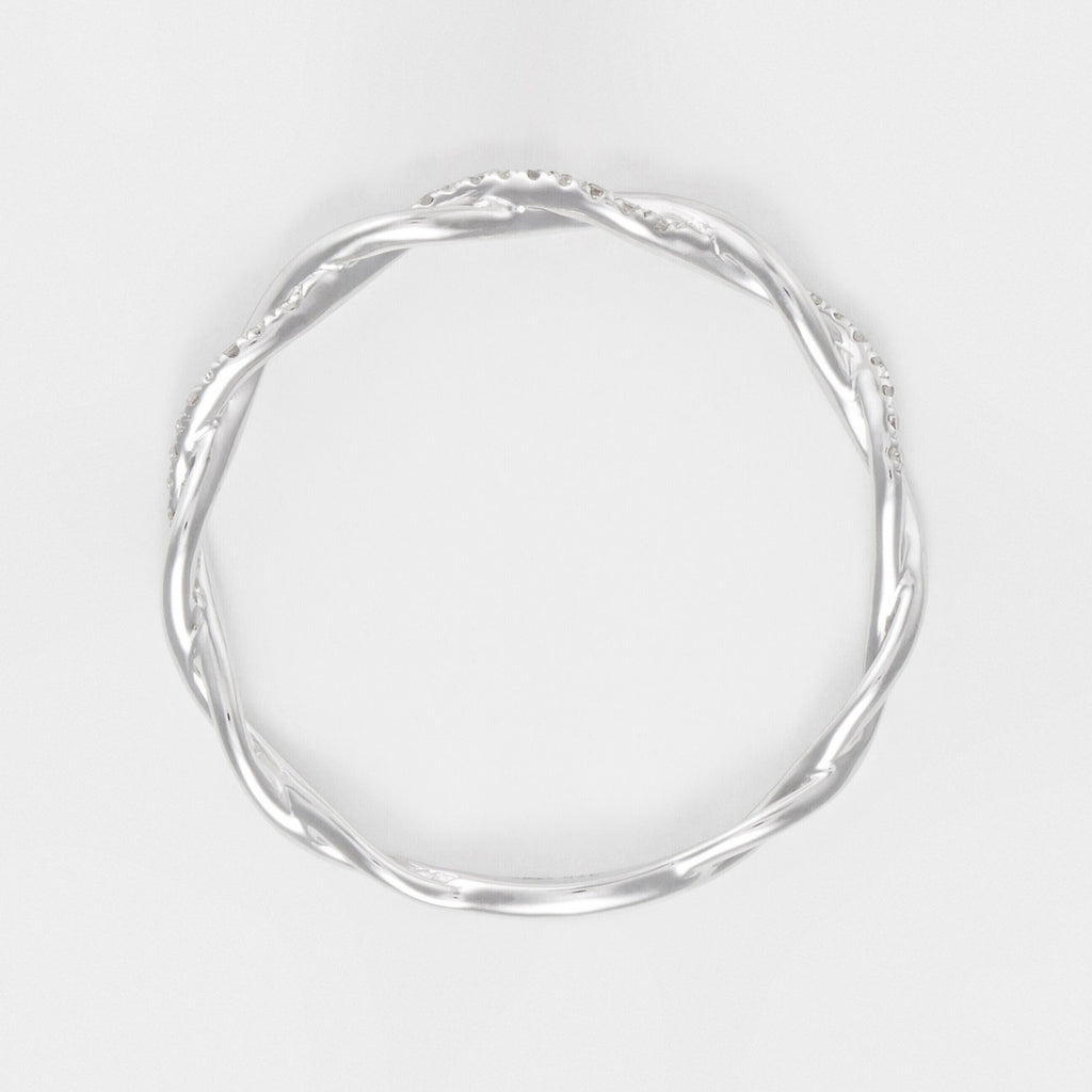 "Twisting" Ring, 0.06 carats/29 mm - 375/1000 White Gold