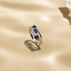 Bague "Trio De Saphir" D0,09Ct/20 + Saphir0,69Ct/3 - Or Blanc
