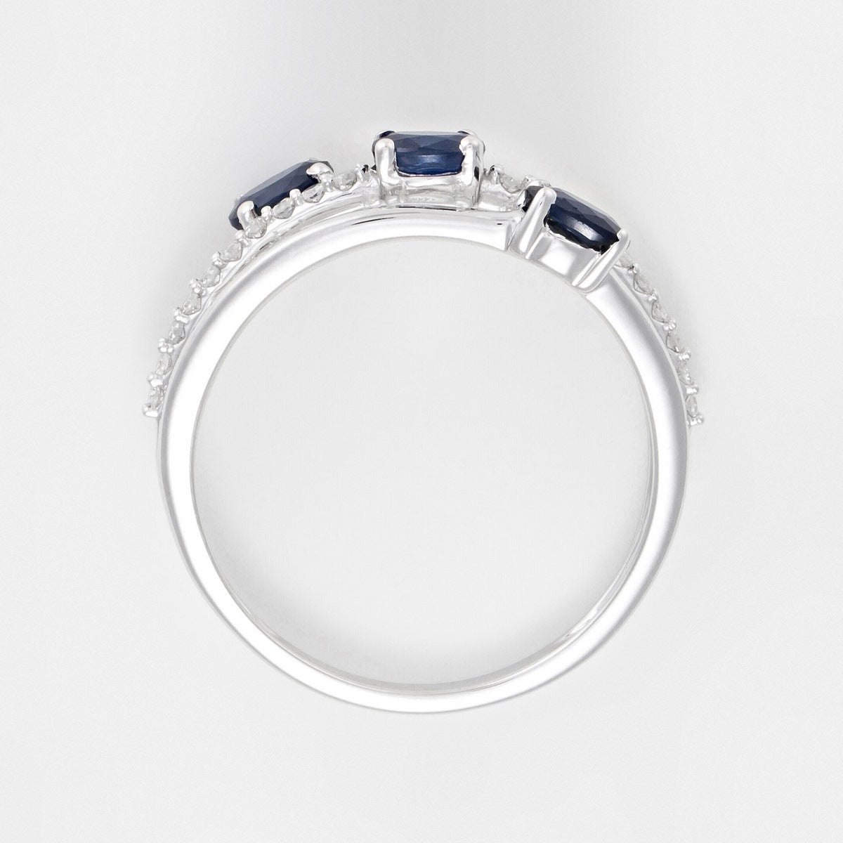 Bague "Trio De Saphir" D0,09Ct/20 + Saphir0,69Ct/3 - Or Blanc